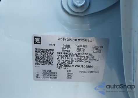 2024 GMC Hummer Ev Suv 2X z USA, uszkodzony, nr VIN 1GKB0NDE2RU104964